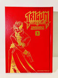 Couverture rouge du manga Trigun Maximum Perfect Edition Tome 1 avec illustration dorée de Vash.