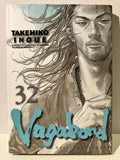 Couverture manga Vagabond tome 32 avec portrait d'homme barbu, cheveux longs, Takehiko Inoue