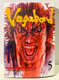 Couverture du manga Vagabond tome 5, visage furieux d'un homme en gros plan, Takehiko Inoue.