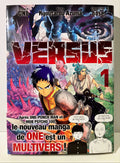 Couverture manga Versus tome 1 avec héros en armure, créature fantastique et titre multivers