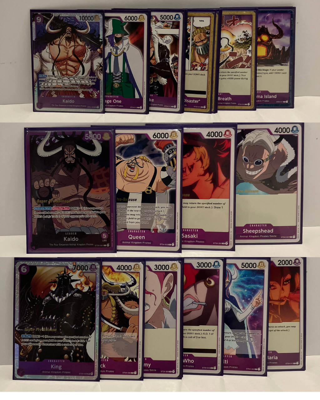 One Piece Card Game - Lot de Starter Deck 1ère Edition ST01, ST02, ST03, ST04 - Anglais
